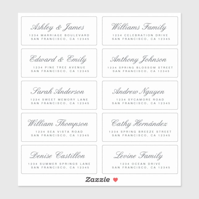 Chic Calligraphy Wedding Guest Address Labels (Sheet)