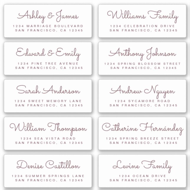 Chic Calligraphy Wedding Guest Address Labels (Front)