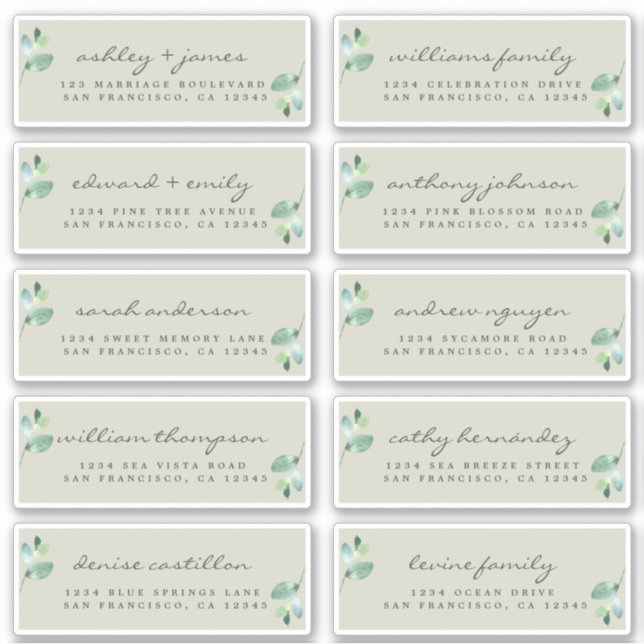 Chic Calligraphy Wedding Guest Address Labels (Front)