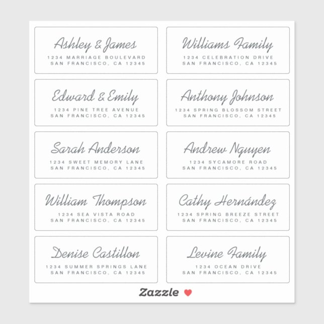 Chic Calligraphy Wedding Guest Address Labels (Sheet)