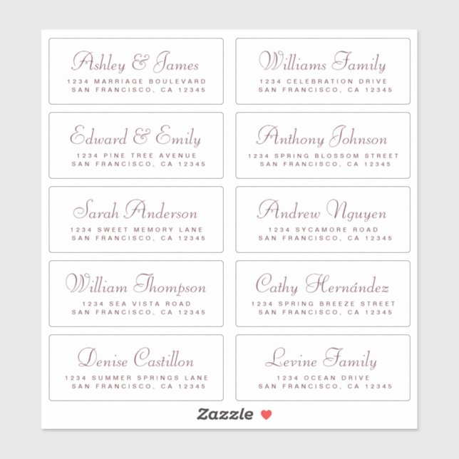Chic Calligraphy Wedding Guest Address Labels (Sheet)