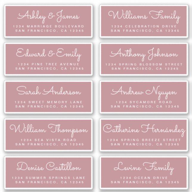 Chic Calligraphy Wedding Guest Address Labels (Front)