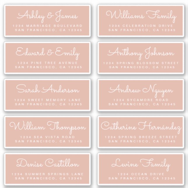 Chic Calligraphy Wedding Guest Address Labels (Front)