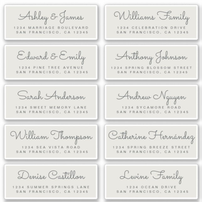 Chic Calligraphy Wedding Guest Address Labels (Front)