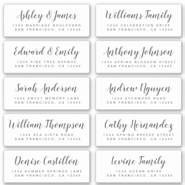 Chic Calligraphy Wedding Guest Address Labels (Front)