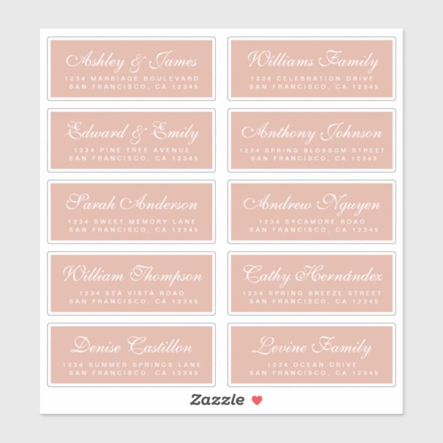 Chic Calligraphy Wedding Guest Address Labels (Sheet)