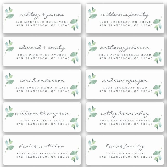 Chic Calligraphy Wedding Guest Address Labels (Front)