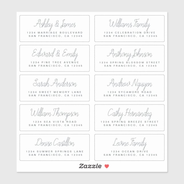 Chic Calligraphy Wedding Guest Address Labels (Sheet)