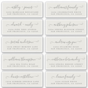 Chic Calligraphy Wedding Guest Address Labels
