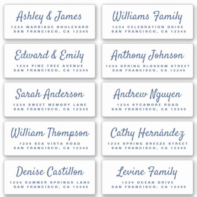 Chic Calligraphy Wedding Guest Address Labels (Front)