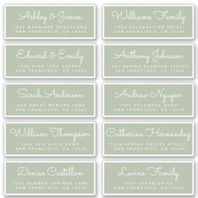 Chic Calligraphy Wedding Guest Address Labels (Front)