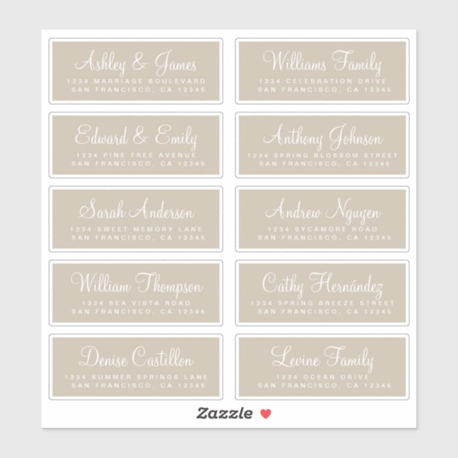 Chic Calligraphy Wedding Guest Address Labels (Sheet)