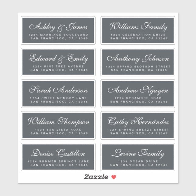 Chic Calligraphy Wedding Guest Address Labels (Sheet)