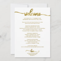Chic Calligraphy Wedding Itinerary Invitation