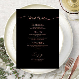 Chic Calligraphy Wedding Menu Card For Plate