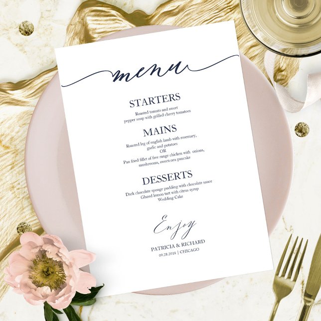 Chic Calligraphy Wedding Menu Card For Plate (Creator Uploaded)