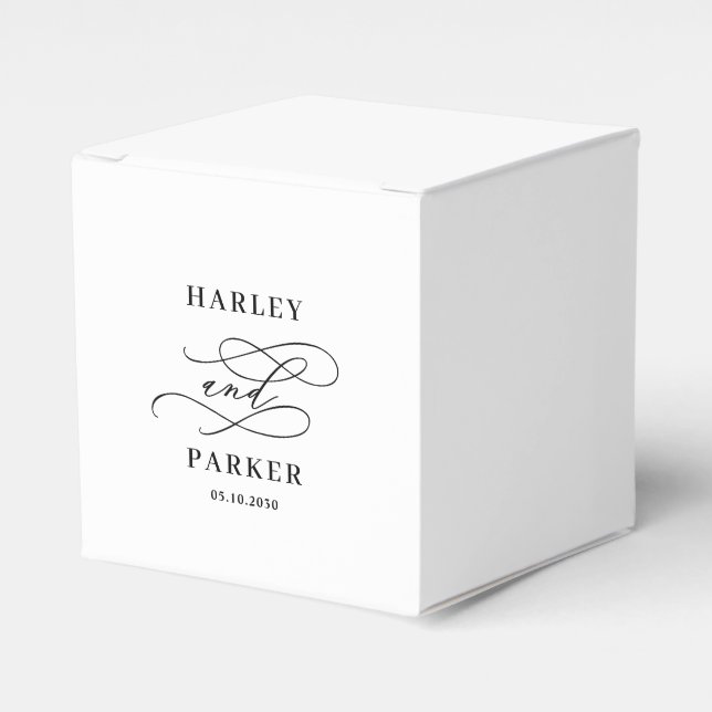 Chic Calligraphy Wedding Rehearsal Engagement Favour Box (Front Side)