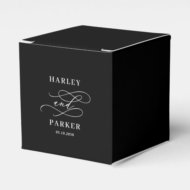 Chic Calligraphy Wedding Rehearsal Engagement Favour Box (Front Side)