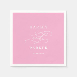 Chic Calligraphy Wedding Rehearsal Engagement Napkin