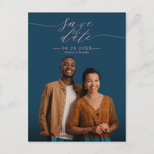 Chic Calligraphy Wedding Save The Date Photo Postcard