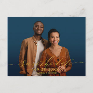 Chic Calligraphy Wedding Save The  Date Photo Postcard