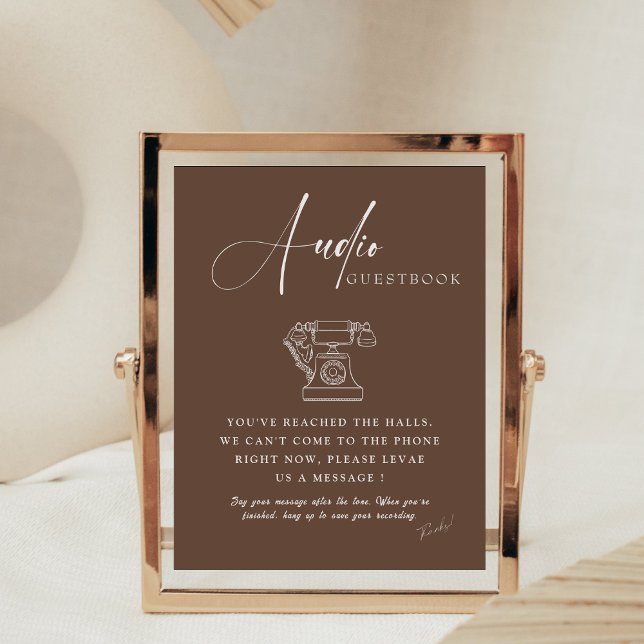 Chic Calligraphy Wedding Telephone Audio Guestbook Pedestal Sign (Creator Uploaded)