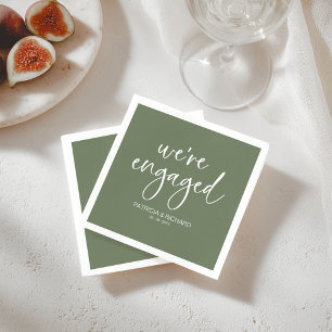 Chic Calligraphy We're Engaged Engagement Party Napkin