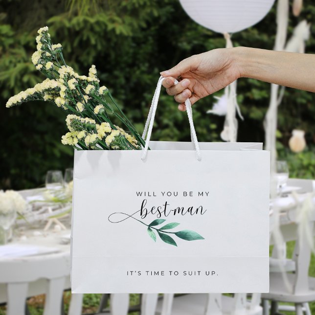 Chic Calligraphy Will You Be My Best Man Proposal Large Gift Bag (Creator Uploaded)