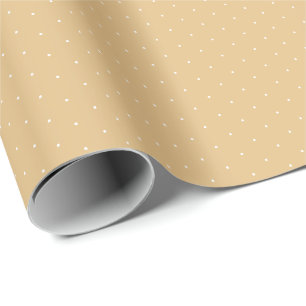 Chic camel khaki white tiny polka dots cute gift wrapping paper