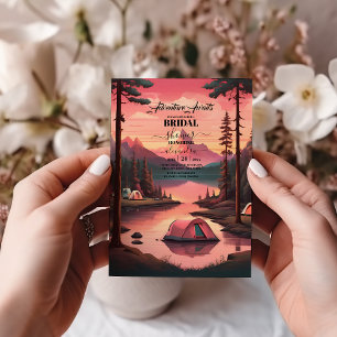 Chic Camping Watercolor Pine Forest Bridal Shower Invitation