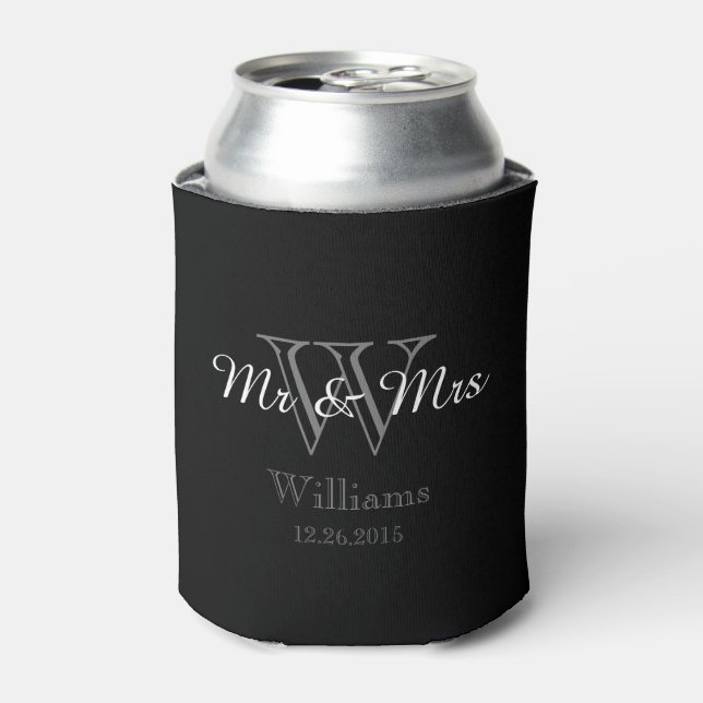 CHIC CAN COOLER_"Mr & Mrs" MONOGRAM Cooler (Can Front)
