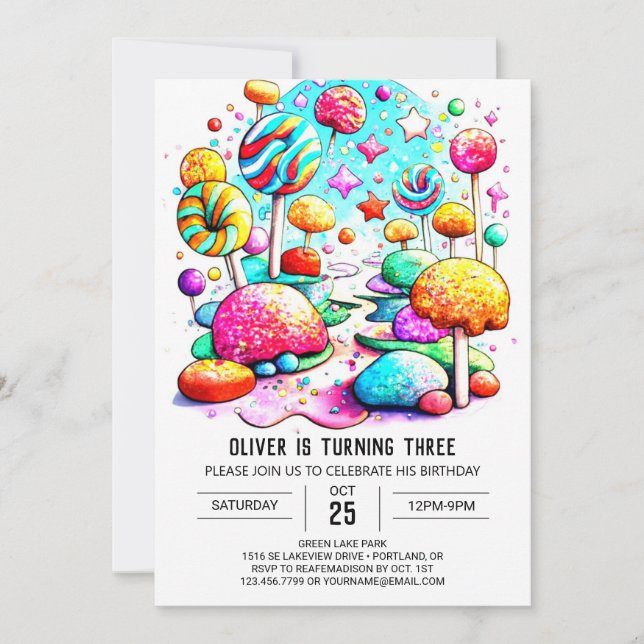 Chic Candyland Birthday Invitation (Front)