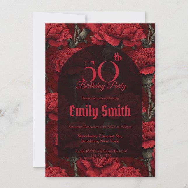 Chic Carnation Accent Spring Birthday Invitation (Front)