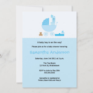 Chic Carriage Baby Shower Invitation - Boy