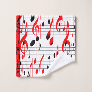 Chic Cascading Melodies Red White and Black Wash Cloth