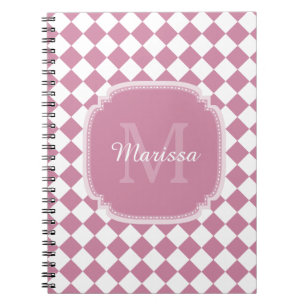 Chic Cashmere Rose Checked Monogram and Name Notebook