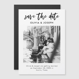 Chic Casual Script and Photo Save the Date Magnetic Invitation