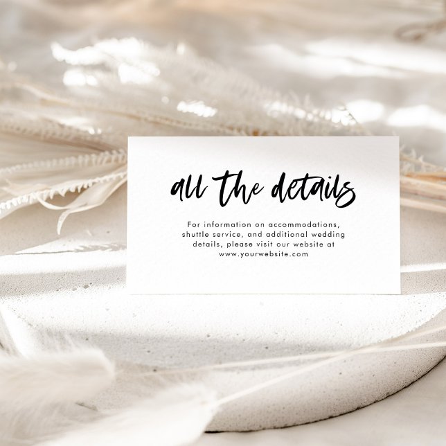 Chic Casual Script Black and White Wedding Details Enclosure Card (Creator Uploaded)