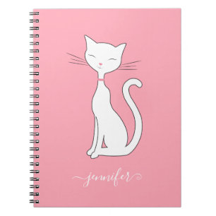 Chic Cat Personalised Pink Notebook
