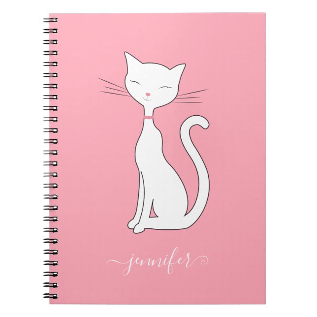 Chic Cat Personalised Pink Notebook (Front)