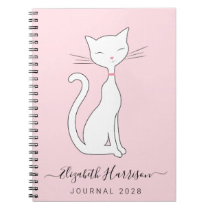 Chic Cat Pink Personalised Notebook