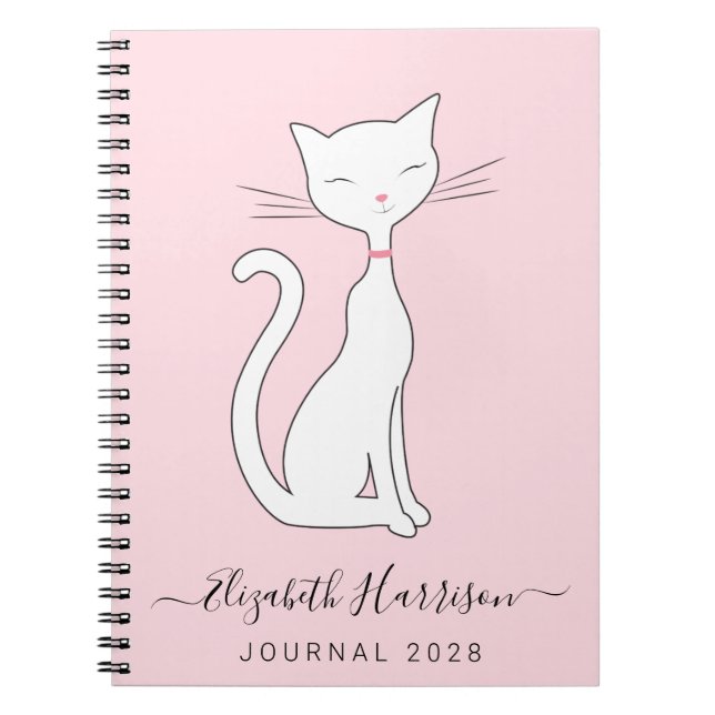 Chic Cat Pink Personalised Notebook (Front)