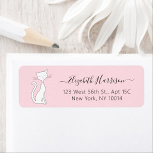 Chic Cat Pink Return Address Label