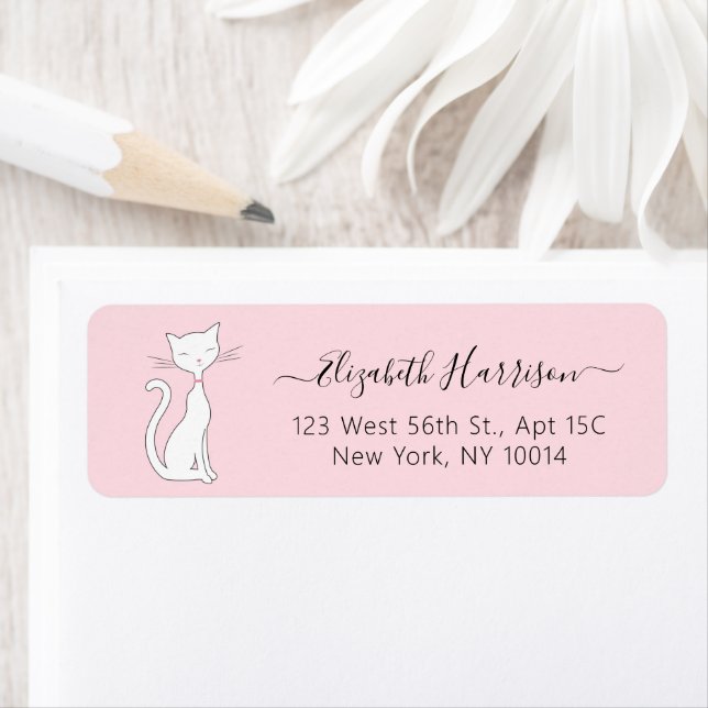 Chic Cat Pink Return Address Label (Insitu)