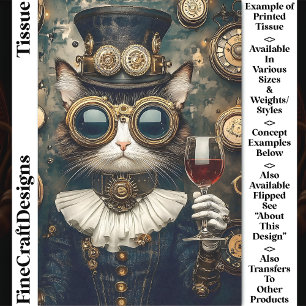 Chic Cat Queen Toasting, Red Wine CT9 Decoupage Tissue Paper