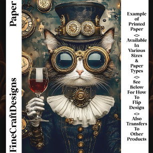 Chic Cat Queen Toasting Wine AH7 Scrapbook Paper