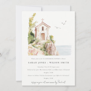 Chic Catholic Coastal Church Rehearsal Dinner Invitation