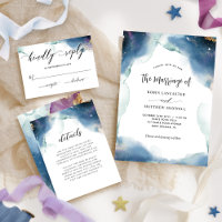 Chic Celestial Watercolor Starry Wedding Marriage