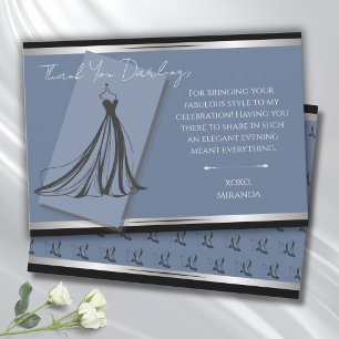 Chic Cerulean Blue Fashion Gala Thank You Card