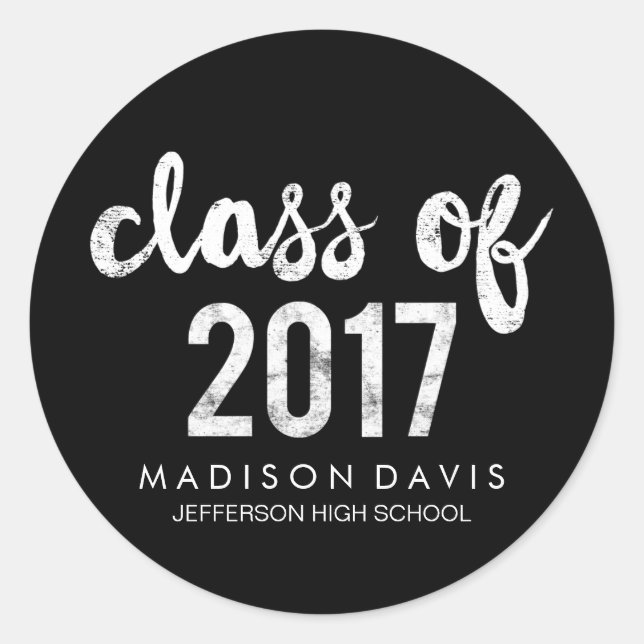 Chic Chalk | Class of 2017 Graduation Classic Round Sticker (Front)